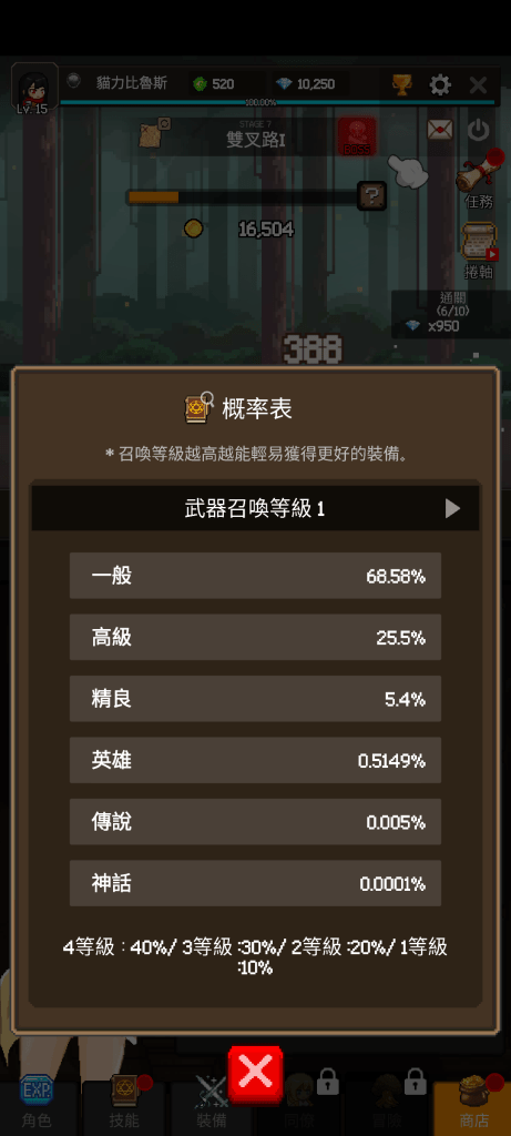 獵魔者傳說-概率表